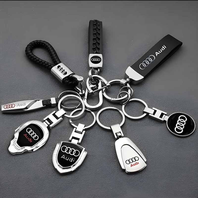 Accesorios de Estilo para Auto Audi Sline RS A3 A4 A5 A6 A7 A8 S3 S4 Q2 Q3 Q5, Llavero con Emblema Metálico 3D, Insignia Tejida en Cuero