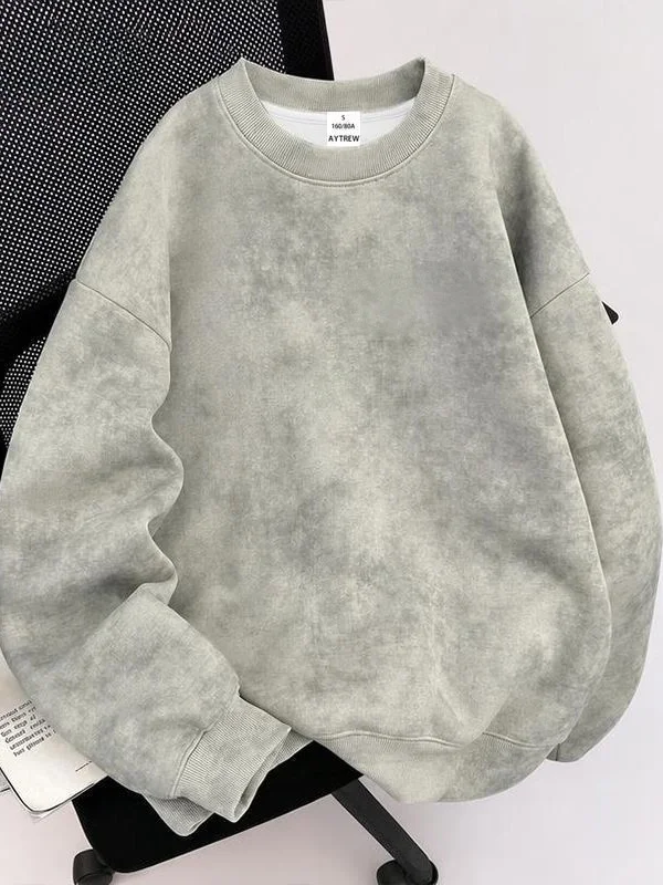 American Style Heavyweight Dyed round Neck Sweatshirt Unisex Loose Long Sleeve Casual Top for Autumn 2026 Comfortable Polyester
