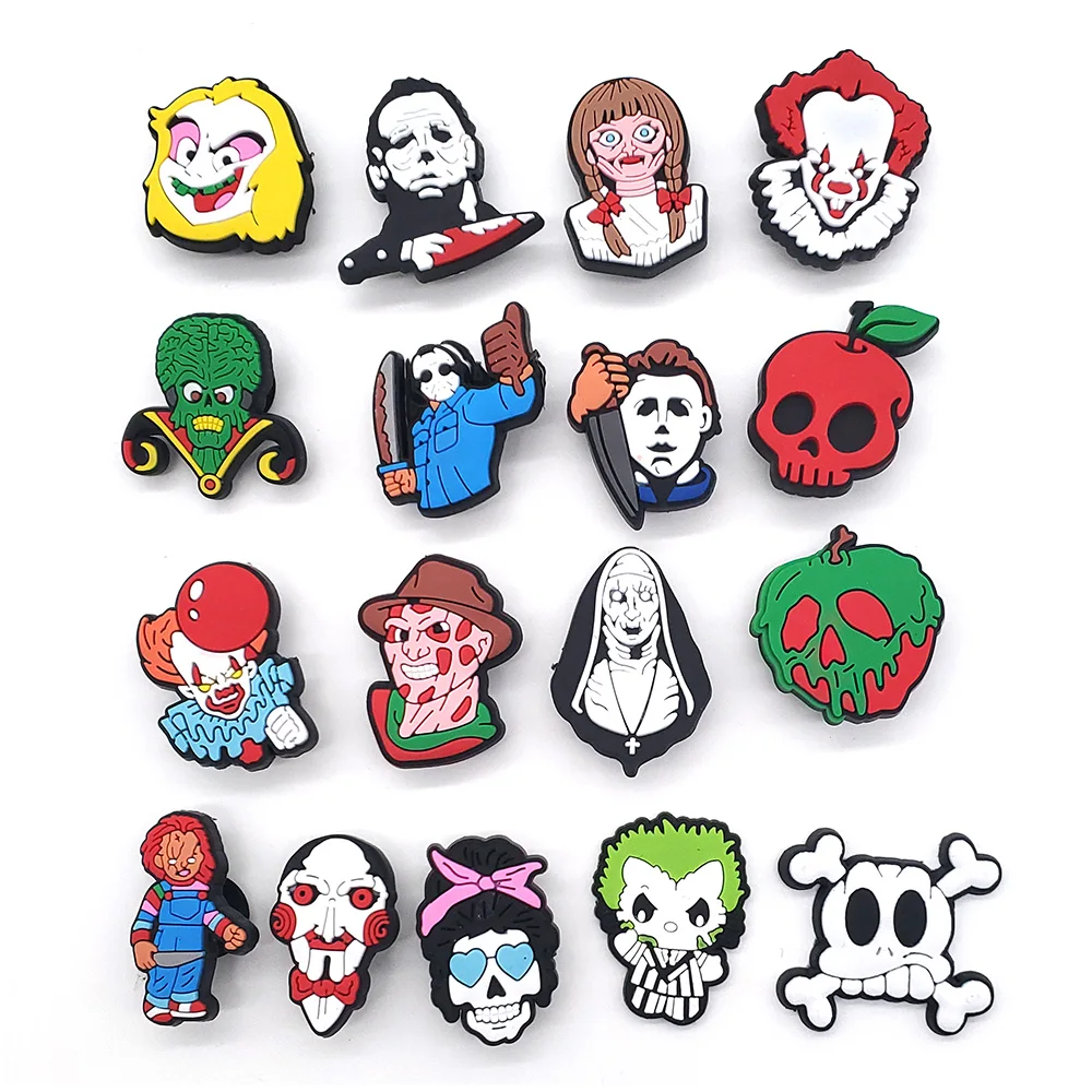 117pcs Set Cartoon Devil Series Potdemiel Disney Charms Accessories Wristbands Shoe Charms PVC Halloween Party Gifts