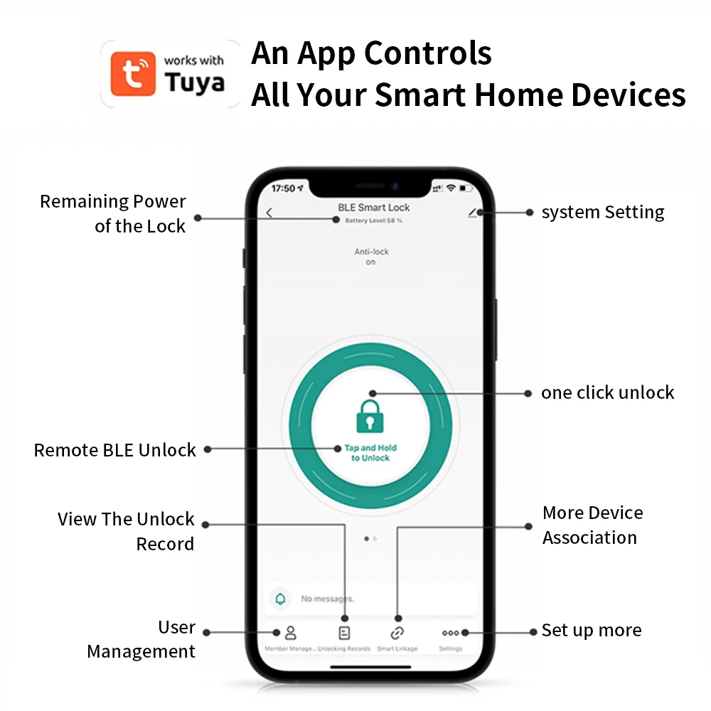 Support Tuya App/TLOCK Password Fingerprint Lock Bluetooth Application Unlocking Key Storage Smart Lock Box Apartment Home Use