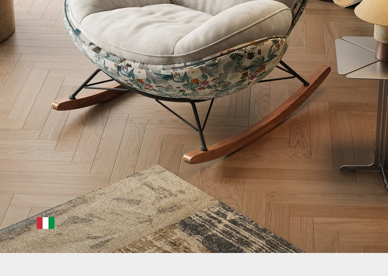 كرسي هزاز إيطالي فاخر خفيف لغرفة المعيشة مصنوع من القماش كرسي أريكة كسول كرسي ترفيهي فردي من الخشب الصلب