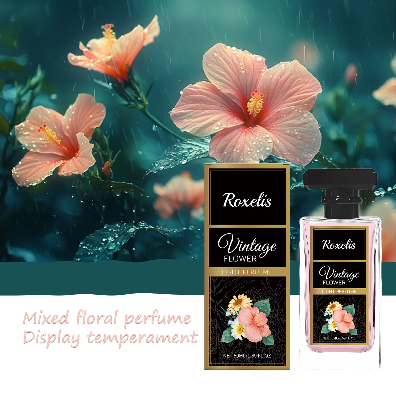 

Roxelis 50ml Elegant Floral Perfume for Women Natural Fresh Fragrance Long Lasting Scent Romantic Dating Body Spray