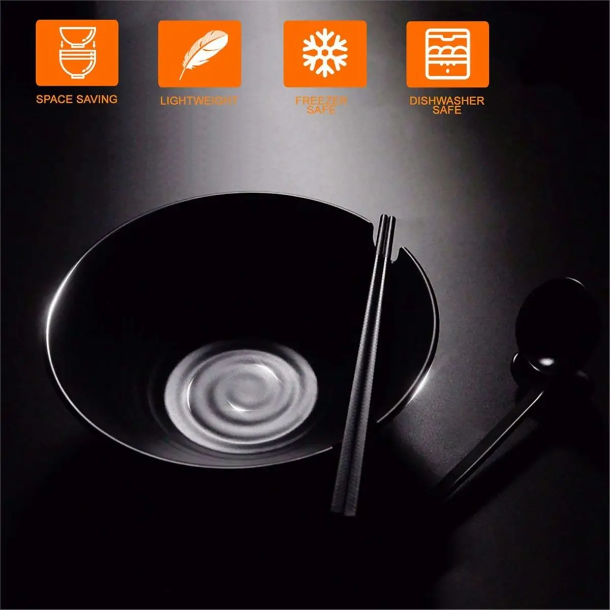 Light Weight Japanese Noodle Bowl with Spoon Tableware 1 Set Restaurant Household Retro Dinnerware Ramen Rice Noodles Soup Bowl