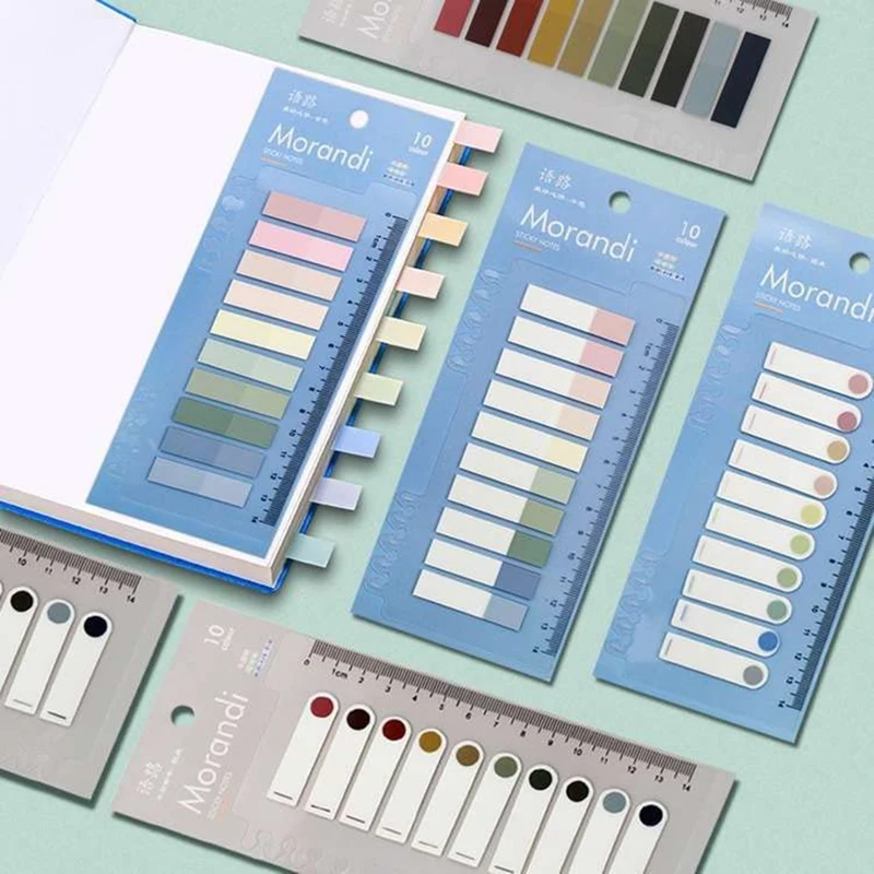 1200 Pcs10 Color Index Sticky Notes With Pen Clear Sticky Notes Adhesive Bookmarks Index Tabs Small Sticky Labels