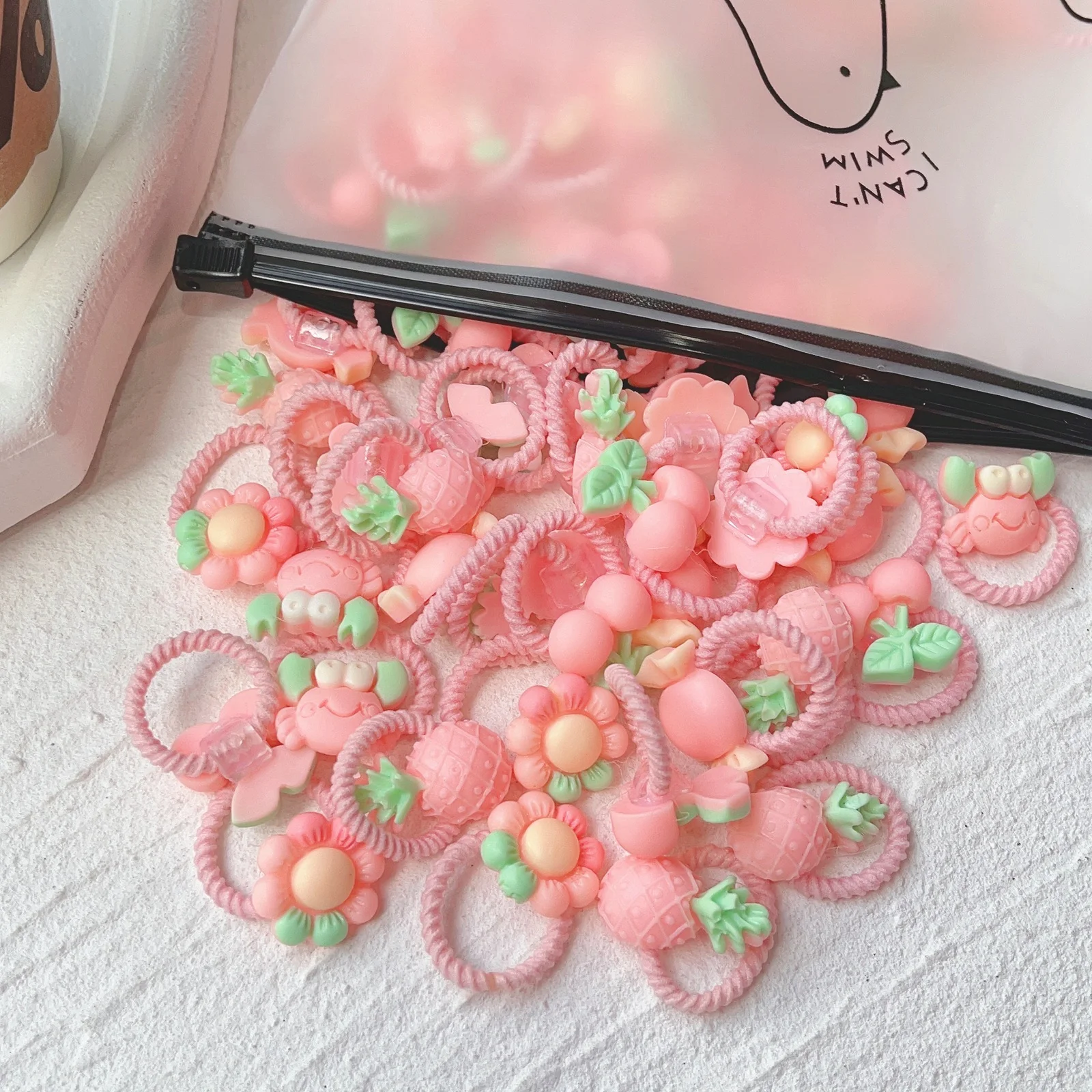 10 unids/set lindo diademas con lazo niñas bandas elásticas para el cabello accesorios para el cabello para niños lazos de dibujos animados adornos