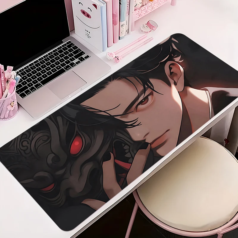 Mouse pad gamer antiderrapante anime hd tapete de mesa jogos acessórios para pc tablet grande mousepad estendido diabo oni máscara teclado tapete