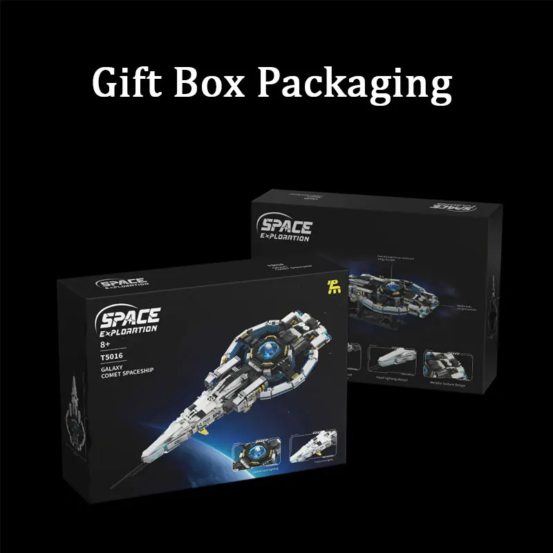 Galaxy Comet Spaceship Building Set 850PCS Sci-Fi Model Luminous Parts Metal Detailing Flexible Moving Part Adventure Toy Gifts
