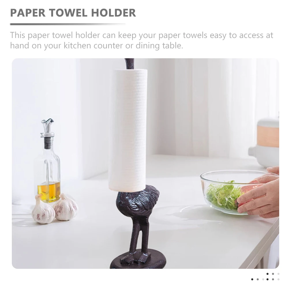 

Retro Flamingo Towel Holder Stand Vertical Roll Metal Paper Towel Stand Organizer Kitchen Bathroom Decorative Metal Rack