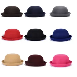 New Adult Children Autumn Winter Woolen Felt Hat Fedoras Warm Soft Formal Princess Hat Casual  Bowler Hat Chapeau