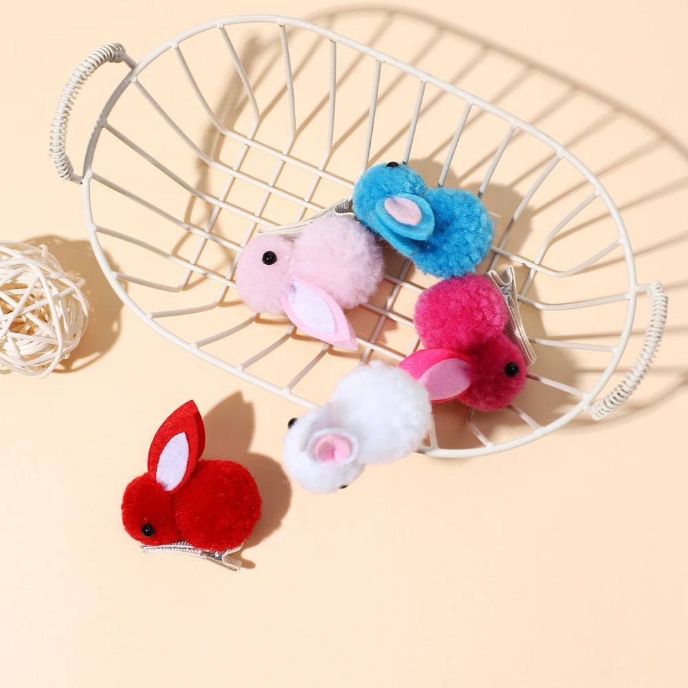 New Cute Bunny Hairpins Kids Plush Bunny Barrette Headwear Animal Children Hair Clips Sweet Girls Hairpins Hair Accessories