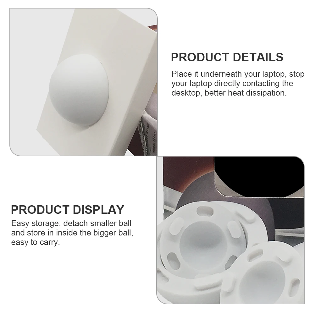 

4 Pcs Heat Dissipation Ball Mat Computer Riser Laptop Stand Desk White Tall Bracket Feet Notebook Portable