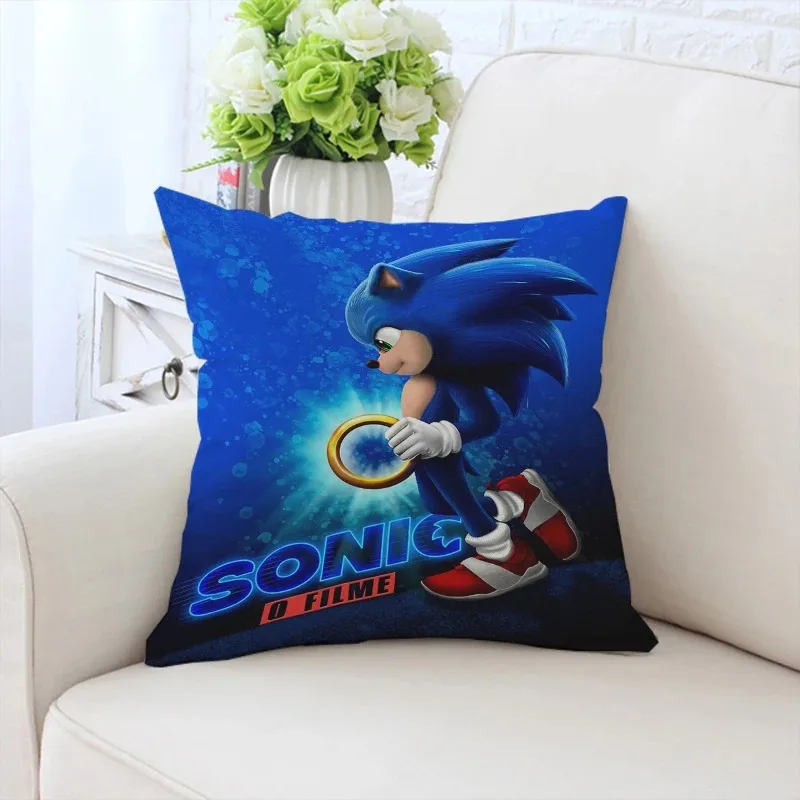 50x50ซมโซฟาปลอกหมอนการ์ตูนอนิเมะ S-Sonic ที่กำหนดเองปลอกหมอนเก้าอี้เอวพนักพิง40x40cm ของขวัญ