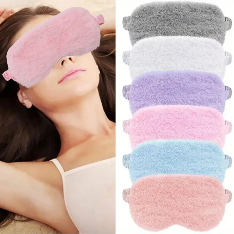 Soft Hairy Sleeping Mask Super Blocking Light Eye Mask Comfortable Travel Sleeping Aid Eyepatch Eye Shade Cover for Yoga Nap