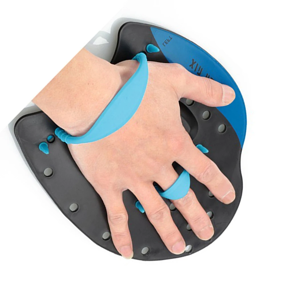 

1 Pair Swimming Hand Paddles Blue Adults Durable Pp Silicone Waterproof Training Aid For Freestyle Breaststroke Backstroke