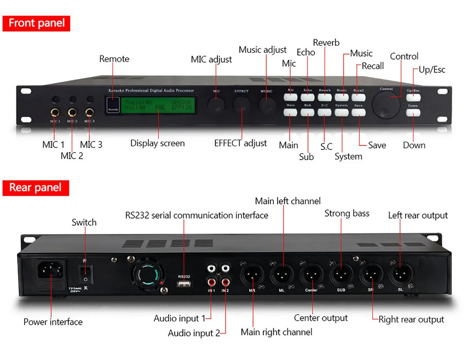 Hot Sale GAX-X5 Professional Digital Echo Effect Audio Processor for Karaoke Pre-effects KTV