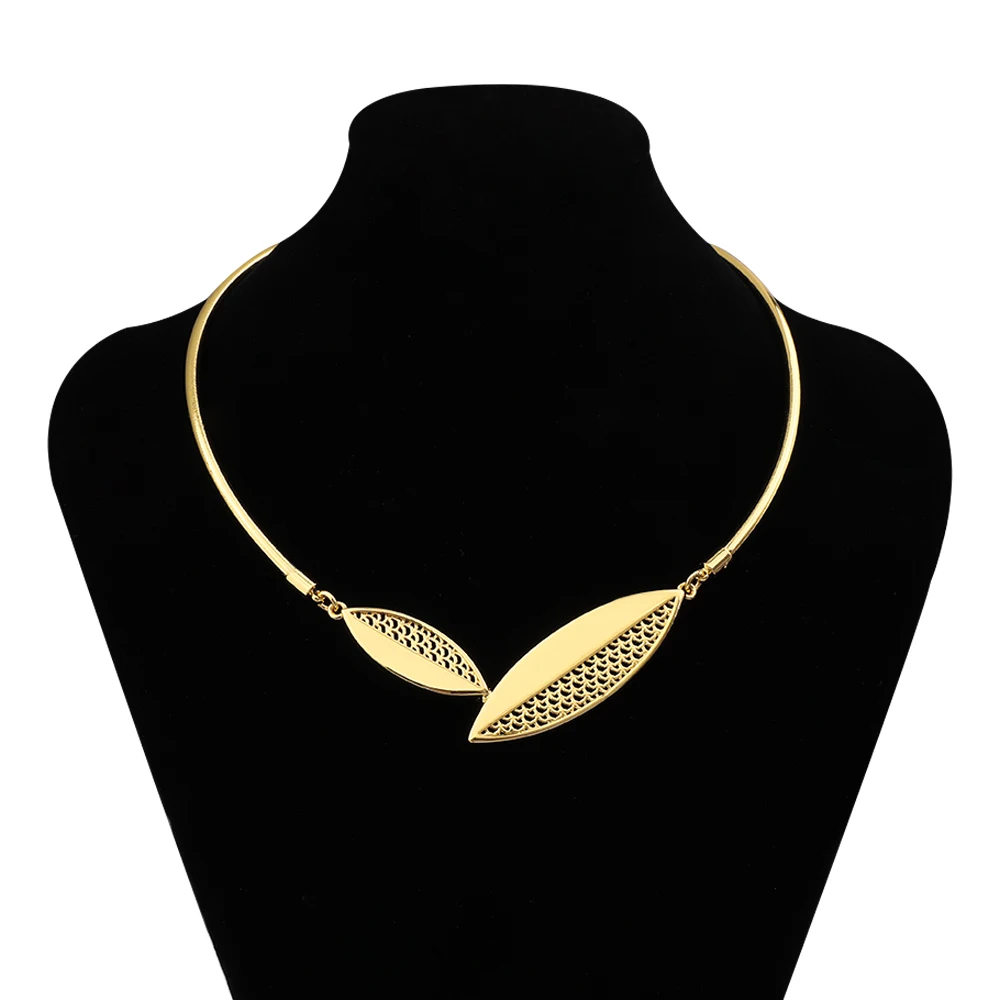 Dubai Fashion Elegant Jewelry Leaf Pendant Earrings Bracelet Set Simple Style Women\'s Wedding Party