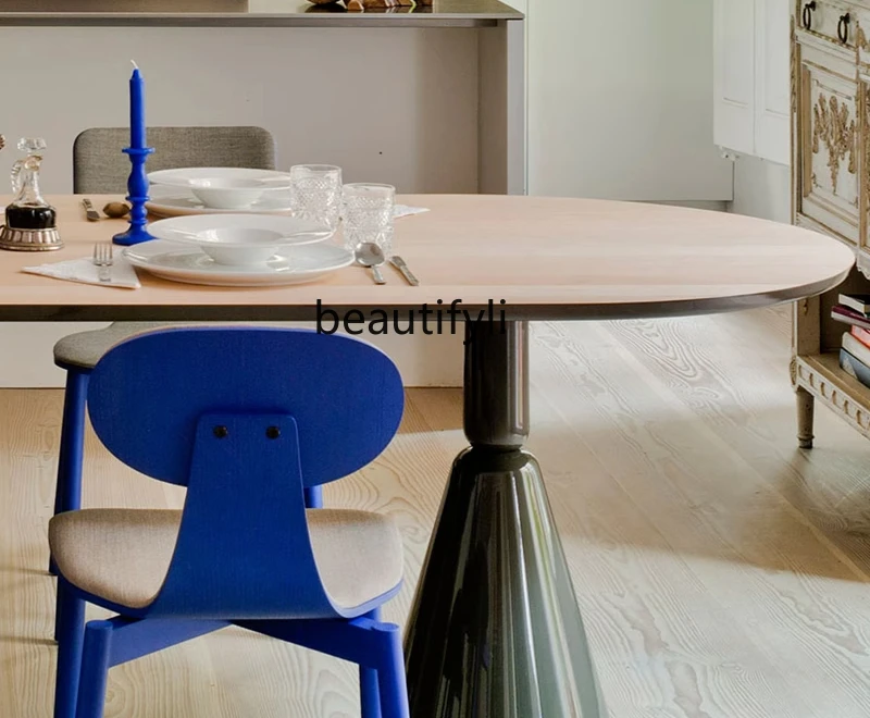 FGTavolo da Pranzo e sedie in legno masello شخصية Creativa tavolo lungo ovale scrivania simples tronco di legno
