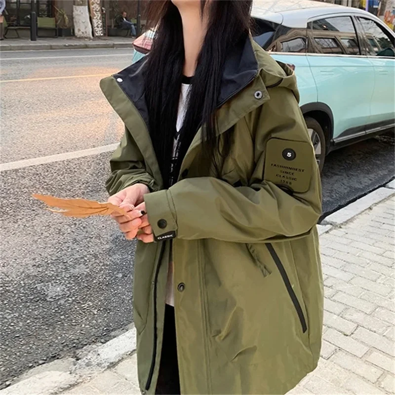 الكورية الترفيه مقنعين سترة ربيع الخريف الإناث سستة Stormtrooper معاطف 2025 الرجال النساء موضة سترة واقية في الهواء الطلق أبلى