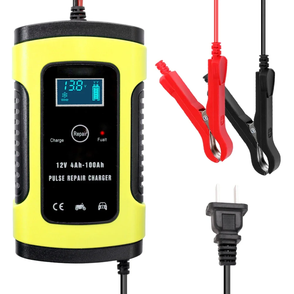 12V 6A Full Automatic Car Battery Charger Fast Power Charging Pulse Repair Chargers Wet Dry Lead Acid Battery-charge