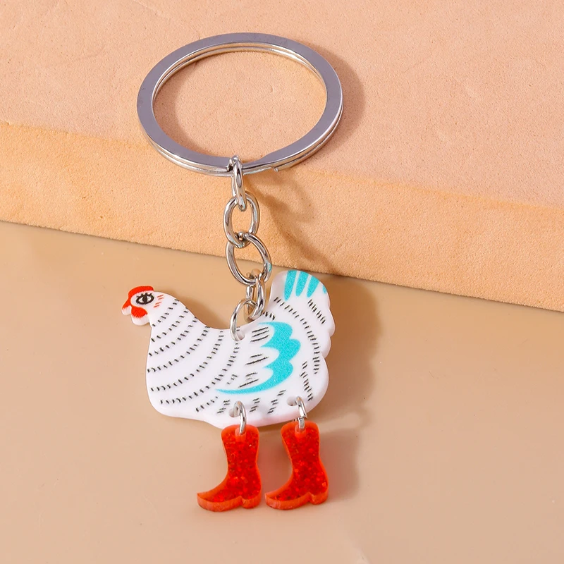 Aihua Cute Funny Chicken Hen Keychain Rooster Chicken Keyring Pendants for Women Girls Handbag Accessories DIY Jewelry GiftsID: