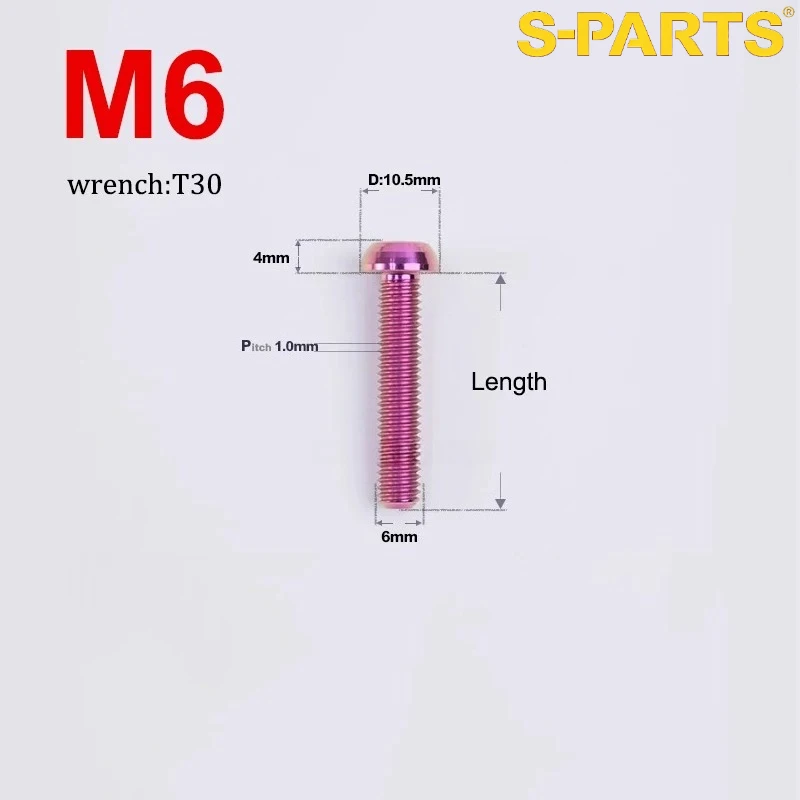 2pc Titanium Bolts M6 x 8/10/12/14/16/18/20/25/30/35mm Torx Plum Head Bolts Screws for Bicycle and Motorcycle Parts