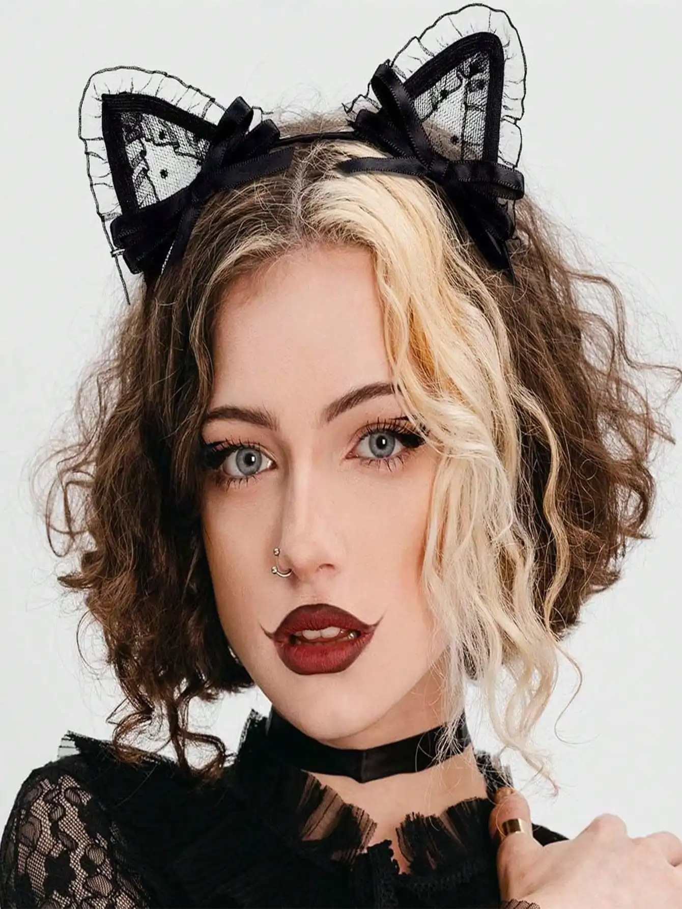 

1pc Black Lace Cat Ear Headband - Cute and Sexy Cat-Themed Hair Accessory, Halloween Hair Decoration, Party Gown Decoration