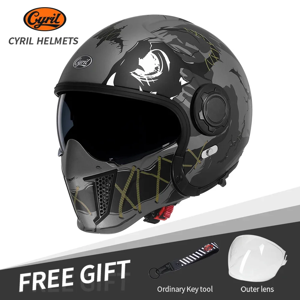 CYRIL Motorcycle Helmet Full Face Open Face Helmets 3/4 Men Women Modular Dual Visor Helmet For Motorcycle ECE DOT Approved