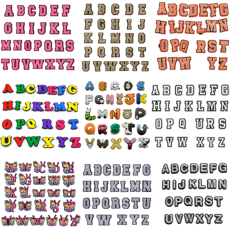 Hot Sale Various Alphabet Sets Letters Shoe Charms Pin for Crocs Accessories Decoration Kids Women Birthday Party Favors Gifts