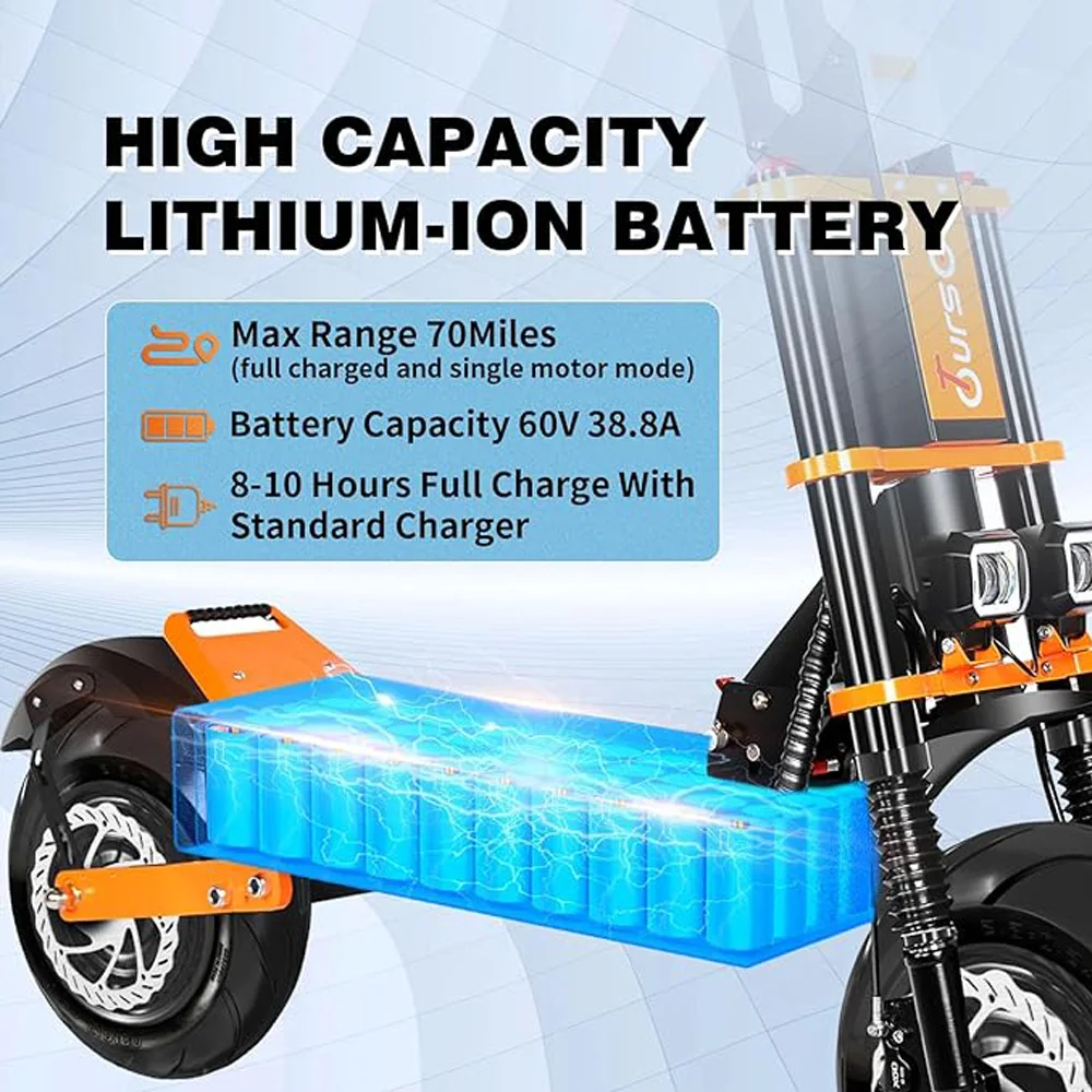 US EU Stock Scooter Toursor Fast Speed 90KM/H E-Scooter Street Road Tire 13 inch 60V 8000W Electric Scooter