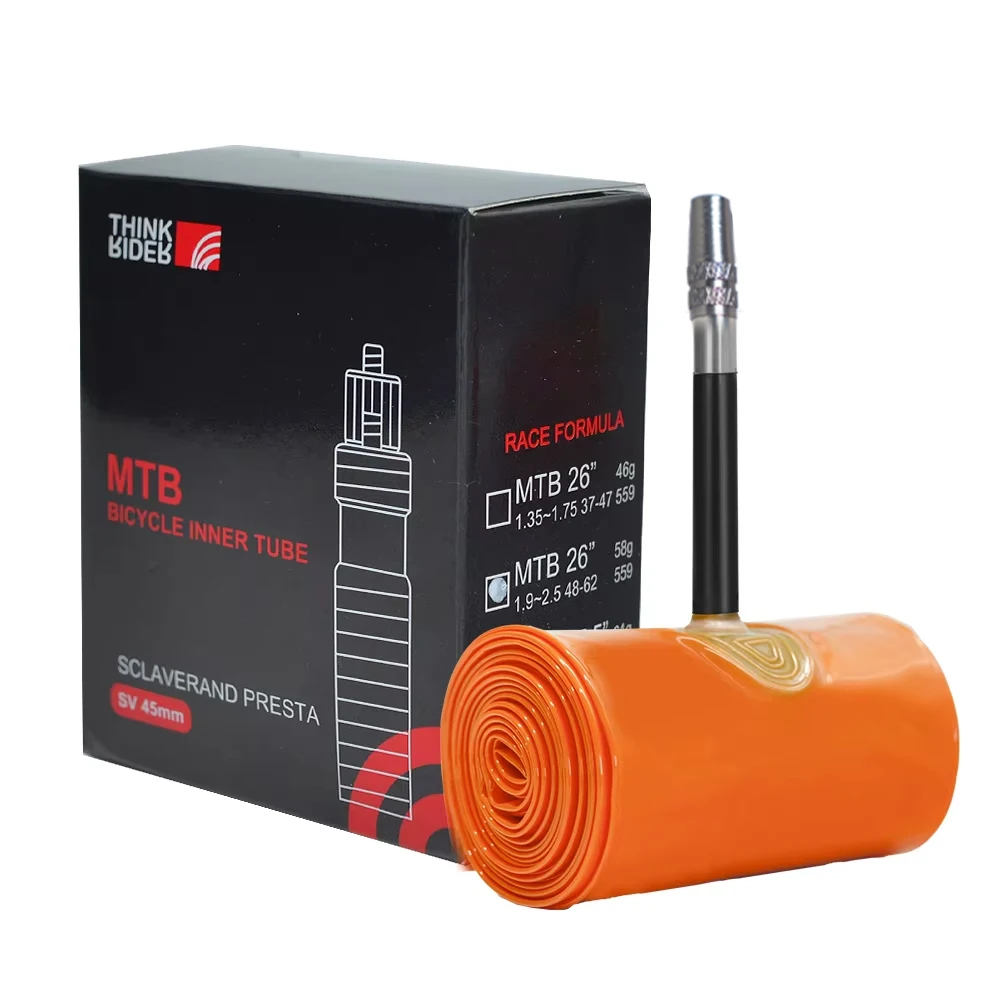 ThinkRider Ultralight Bike Inner Tube 26 27.5 29 Inches MTB Bicycle TPU Material Tire 45mm French Valve Super Light Anti-Oxidati