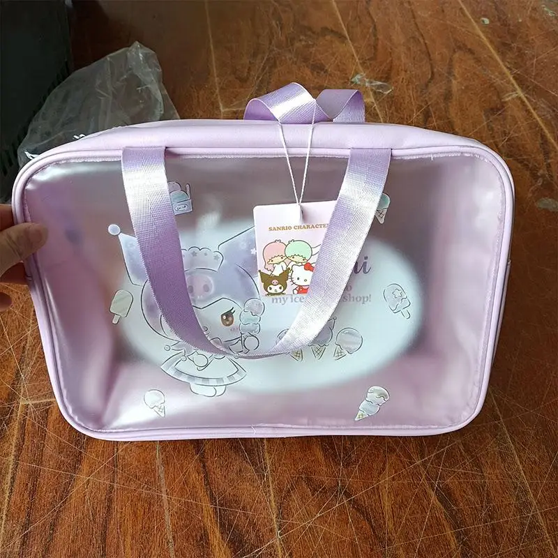 Borsa per il trucco Sanrio Kuromi Hello Kitty borsa per cosmetici MyMelody Cinnamoroll borsa da viaggio per donna ad alta capacità borsa portatile