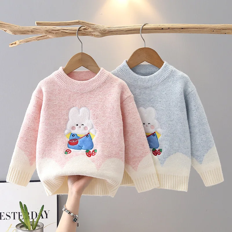

Girls Knitted Sweaters Spring Autumn 2025 Children Woolen Jersey Tops Clothing For Baby Cute Pullover Sweater kids Underwear 4Y