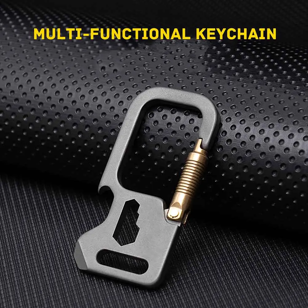 5cm 6-1 Multi-function Keychain Titanium Outdoor Keyring Tool EDC Portable Open Delivery Tool Bottle Opener Self-defence Gadget