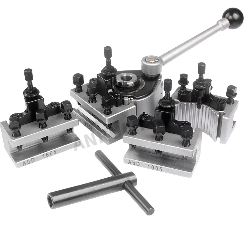 Quick Change Tool Post European Style 16x16mm Tool Holder Lathe Fixture Set Fit 180-280mm Lathe Swing Bed