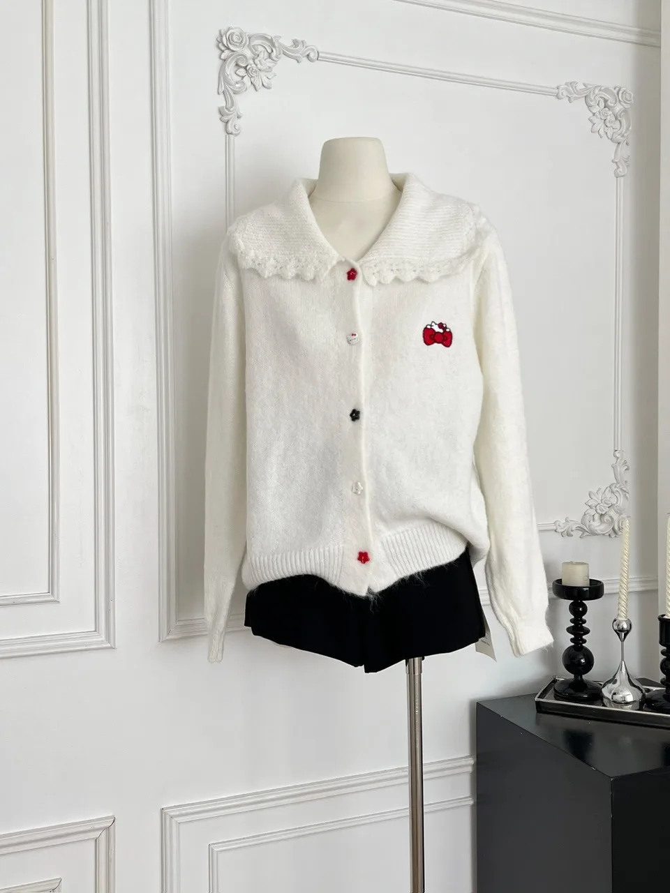 

Laid-ba Sle круглый светр Ne Jaet Корейский свободный вышивка Длинный све Свободная длина Открытый кардиган Полиэфирное волокно