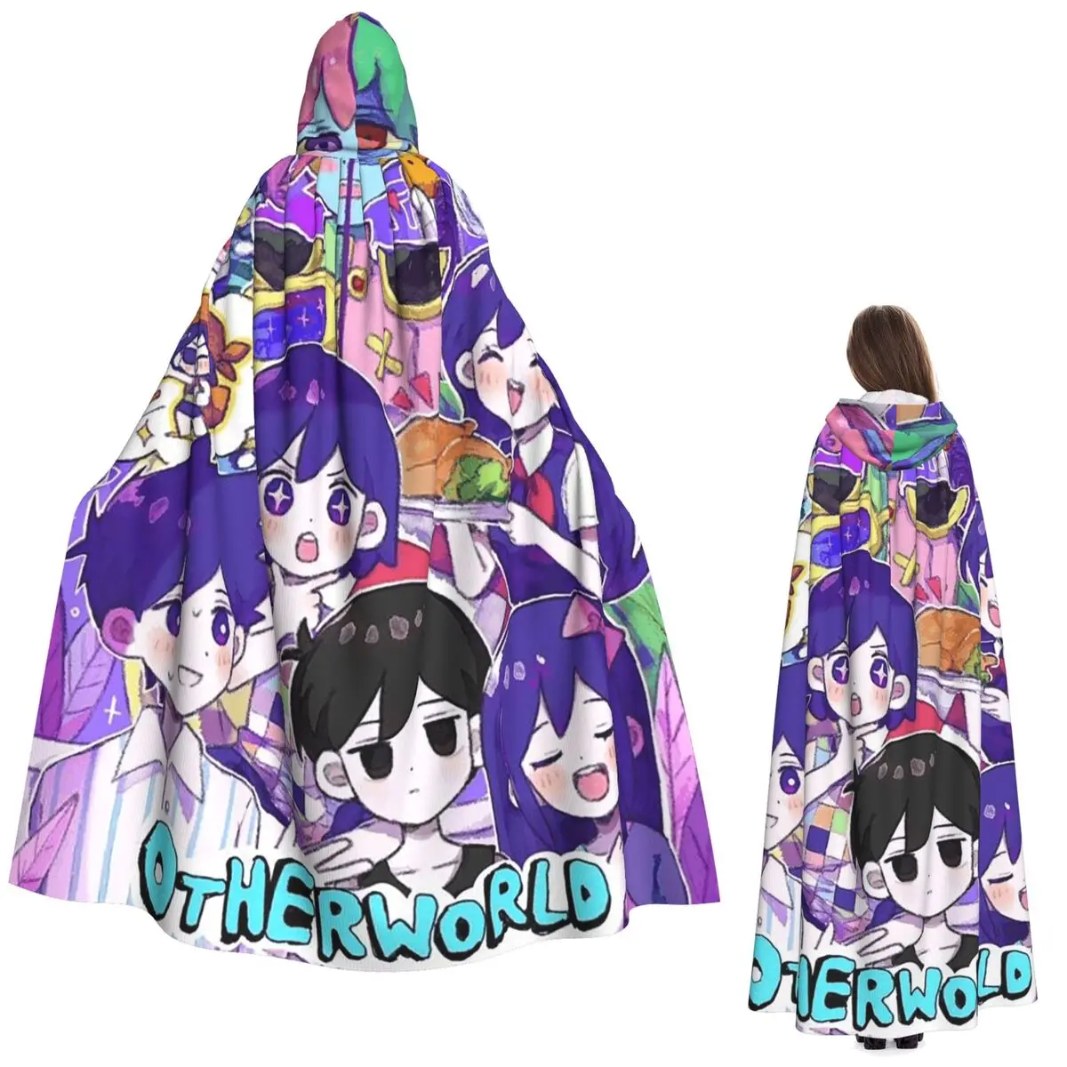 Omori Hero Sunny Basil dibujos animados Horror capa larga con capucha bruja disfraz Medieval capa de Cosplay Halloween vampiro adulto Unisex