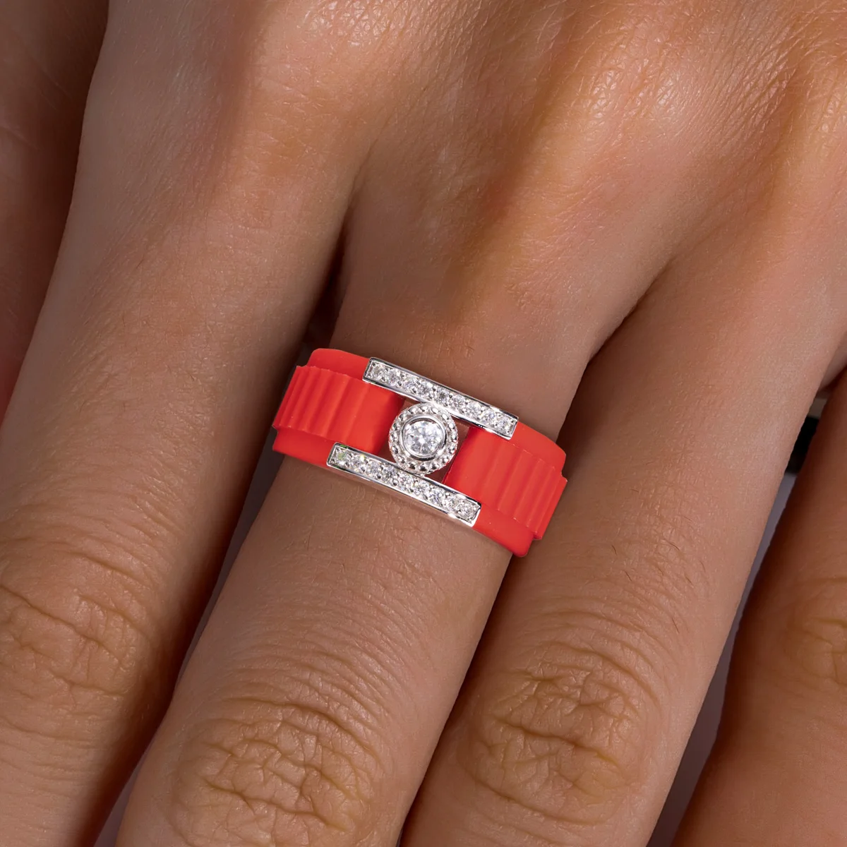 AnuJewel 3mm Moissanit-Einlage Silikon Halo-Ring 925 Sterling Silber Gummi Komfort-Passform Ehering für Damen und Herren Schmuck – Detail 7