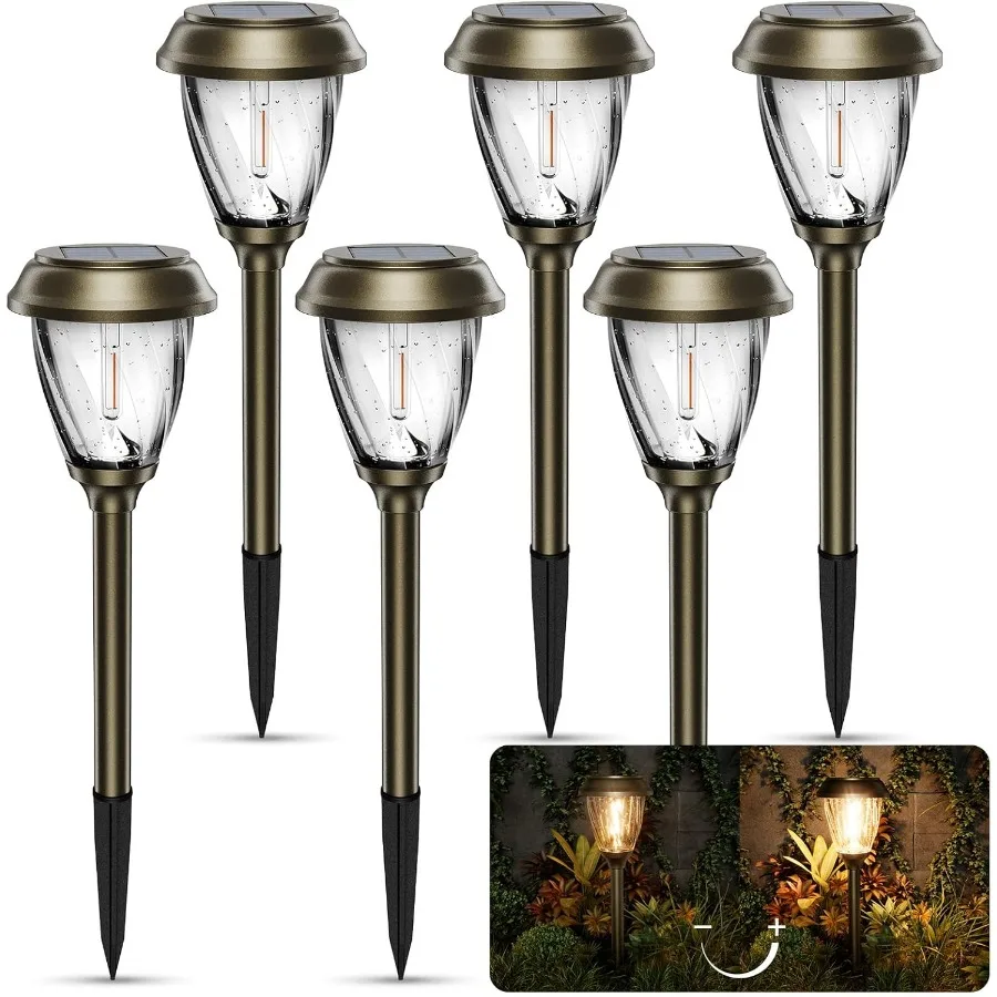 

Solar Pathway Lights Outdoor 10 25 LM in 2 Lighting Modes Glass Stainless Steel Waterproof Outside Solar Powered Garden LED Lig