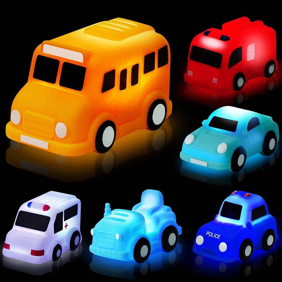 Verlichte badspeeltjes voor peuters Watergeactiveerde auto's Speelgoed voor in de badkuip voor kinderen Zintuiglijk speelgoed voor in de badkuip Zwembad Noodauto