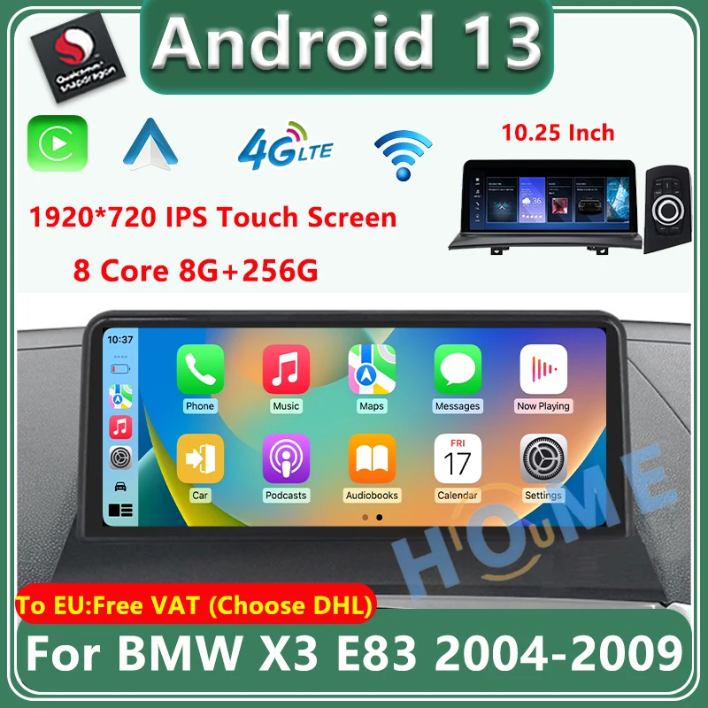 Android13 Snapdragon For Bmw X3 E83 Auto Bluetooth Speaker GPS Navigation Screen Apple Carplay Video Radio Car Multimedia Player