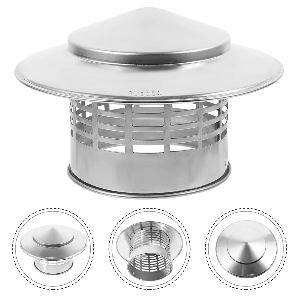 Universal Chimney Rain Stainless Steel Fireplace Vent Cover Roof Stove Pipe Cap Windproof Corrosion Resistant Outdoor
