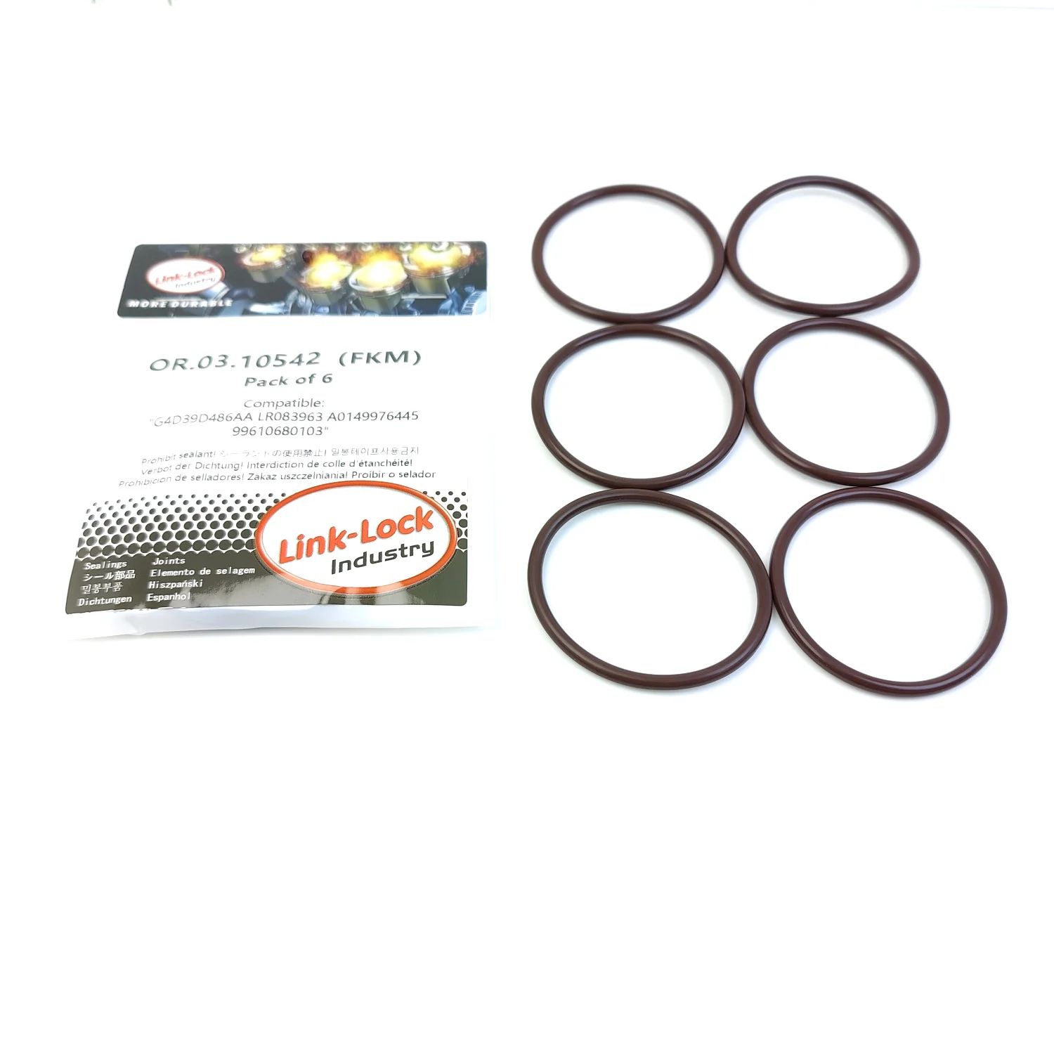 

LINK-LOCK 6PCS OR.03.10542 FKM Viton Sealing O-Ring Kit of Exhaust Pipe G4D39D486AA LR083963 A0149976445 99610680103 for Ford