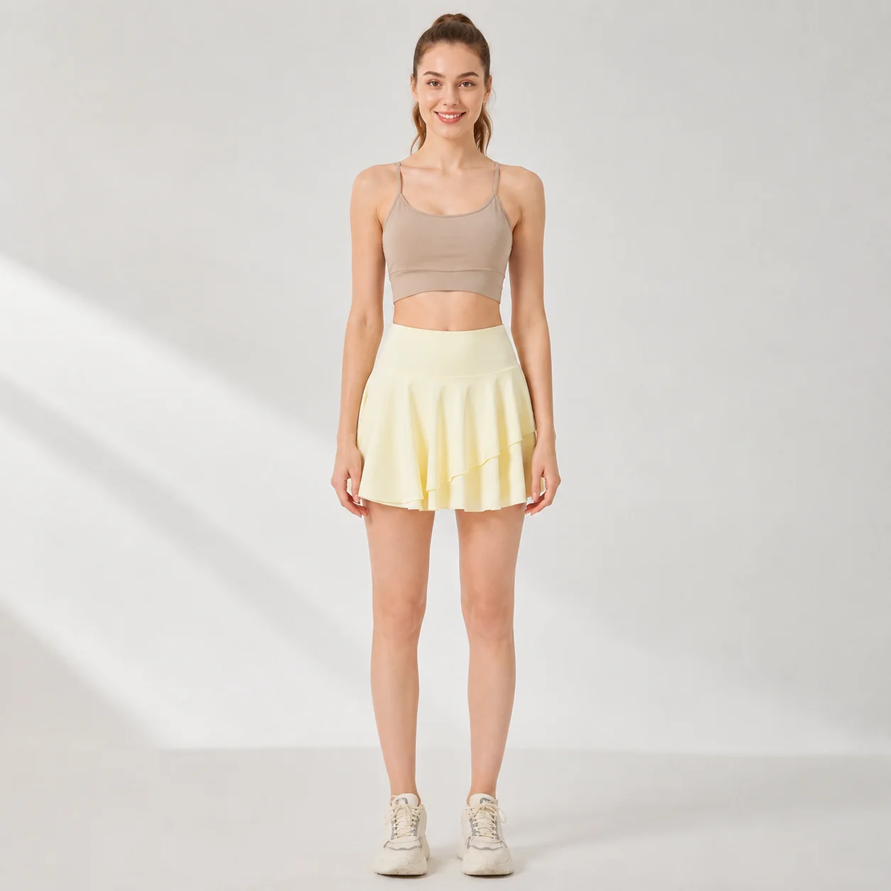 Women’s High Waist Tennis Skirt with Built-in Shorts UPF50+ Quick Dry Cooling Golf Skort Layered Flounce Athletic Mini Skirt