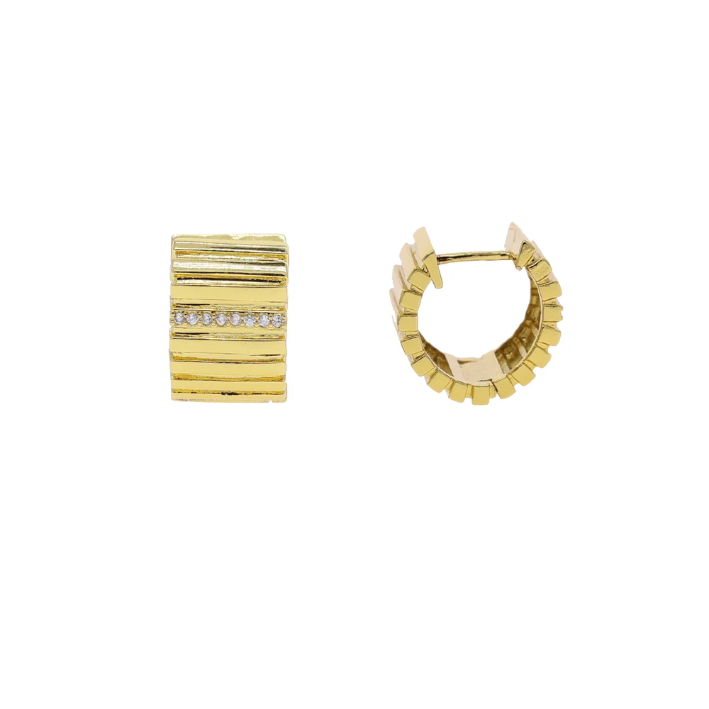 Classic High Polishing Paved Bling CZ Hoop Huggie Earrings for Women Gold Color 2026 Trend New Luxury Piercing Ear Jewelry