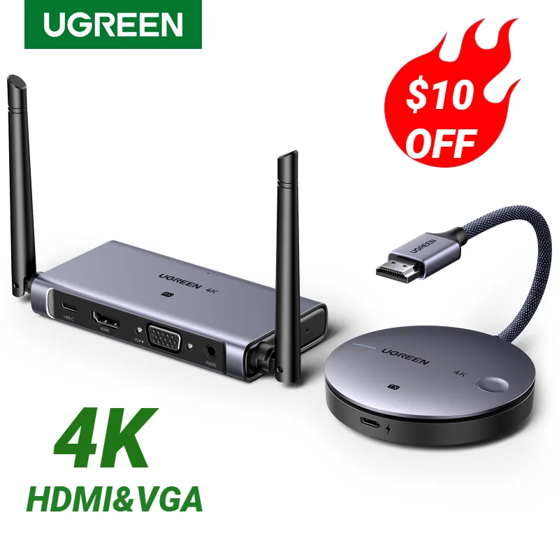 

UGREEN Wireless Screen Projector HDMI Extender Video Transmitter & Receiver Kit 5G 50M Transmits Dongle for TV PC PS5 Monitor