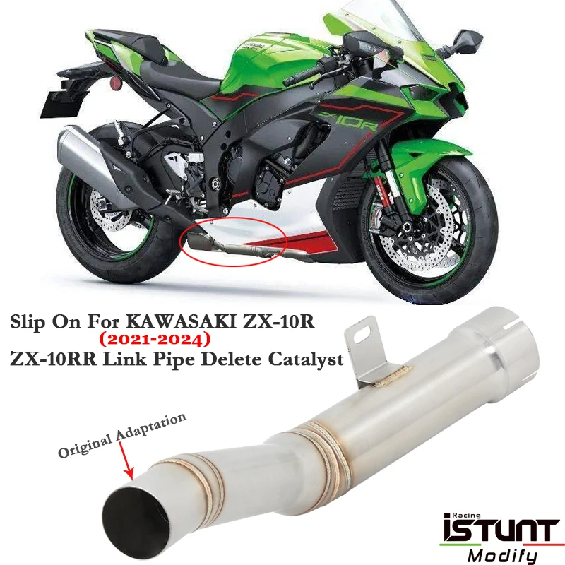 For Kawasaki Ninja ZX-10R ZX10R 2021-2024 Motorcycle Exhaust Escape Systems Stainless Steel Link Pipe Replace Original Catalyst