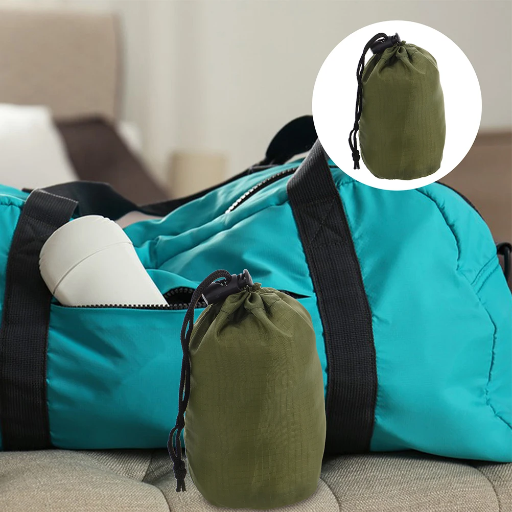 

2pcs Outdoor Raincoat Storage Bag Foldable Lightweight Nylon Drawstring Waterproof Travel Pouch for Hiking Camping Emergency
