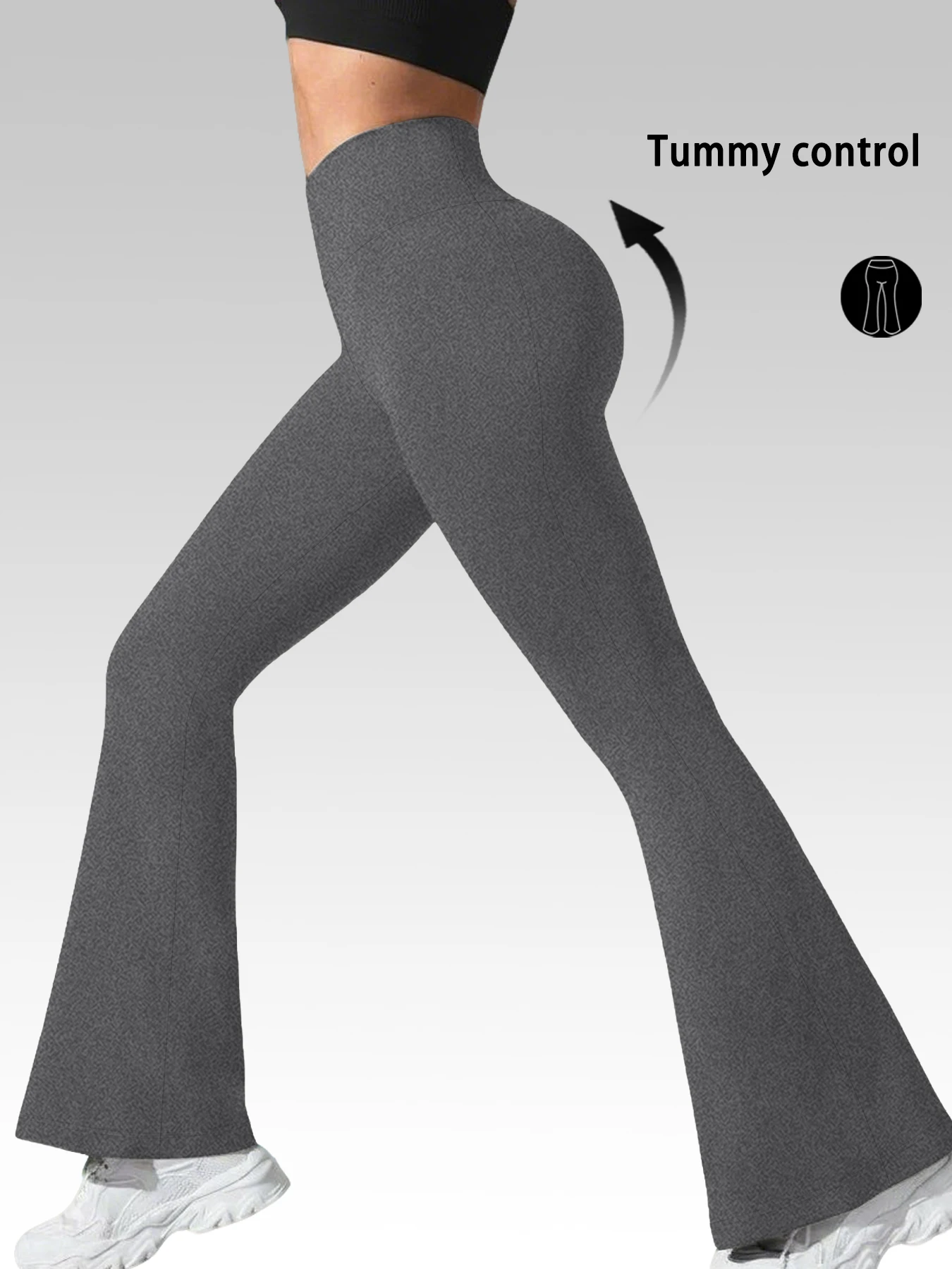 Elegante Damen-Flare-Hose mit hohem Bund für Yoga-Workouts. Geeignet für Damen-Leggings zur Freizeitnutzung. – Detail 7
