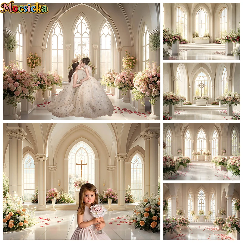 

Wedding Photography Backdrop Flower Cross Family Portrait Background Props Baby Girl Newborn Decorations Photo Studio Backdrops