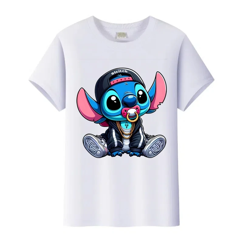 لطيف ديزني الكرتون غرزة طباعة القمم ملابس امرأة فتاة التي شيرت الرجال الصيف البلوزات الأطفال تيز الأسرة الشارع الشهير تي شيرت Y2k #2